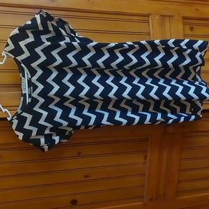 Pink Rose black and cream chevron dress